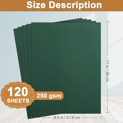 120 Sheets Dark Green Cardstock 8.5 x 11 Craft Paper, 92lb Christmas Green Card stock Printer Paper for DIY Cards, Wedding, Invitations, Birthday