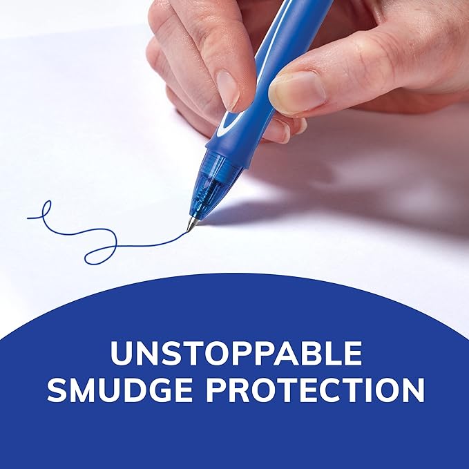 BIC Gelocity Quick Dry Blue Gel Pens, Medium Point (0.7mm), 12-Count Pack, Retractable Gel Pens With Comfortable Full Grip