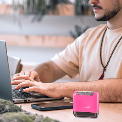 Identity Theft Protection Roller Stamp - Wide Confidential Roller Stamp with 3 Pack Refill Inks for Anti Theft Protection, Confidential Privacy Security, Address Blocker (Rose Pink)