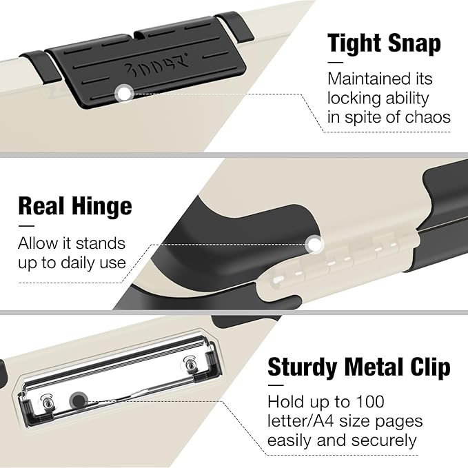 Sooez Toughest Clipboard with Storage, Internal Pen Pouch Included, Letter/ A4 Size, Shockproof Heavy Duty Plastic Clip Boards 8.5x11”, High Capacity Clipboards Box Case for Contractor Trucker Driver