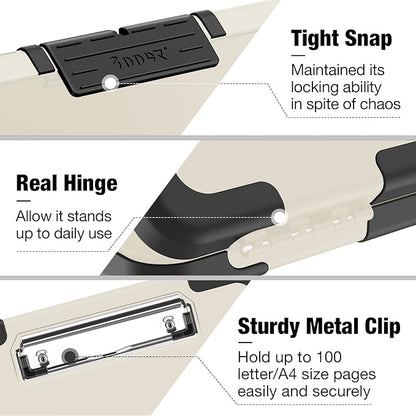 Sooez Toughest Clipboard with Storage, Internal Pen Pouch Included, Letter/ A4 Size, Shockproof Heavy Duty Plastic Clip Boards 8.5x11”, High Capacity Clipboards Box Case for Contractor Trucker Driver