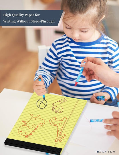 Legal Pad 8.5 x 11, Wide Ruled, 2 Pack, Yellow Legal Pad 8-1/2 x 11, Lined Paper Pads 8.5 x 11, Easy Tears Off, Cardboard Backing, Lined Writing Note Pad, Yellow 70 GSM Pads Of Paper, 30 Sheets/Pad