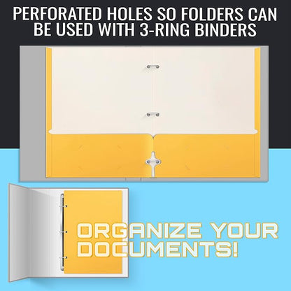 Better Office Products Two Pocket Portfolio Folders, 50-Pack, Yellow, Letter Size Paper Folders, 50 Pieces, Yellow