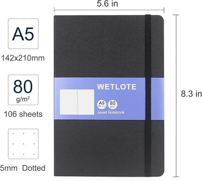 Dot Matrix Hardcopy Notebook - 5"x8"- Sourced from sustainable and excellent quality paper, minimalist, natural, portable and flexible design, good helper for study and record keeping, suitable for office, school and many other occasions(Black)