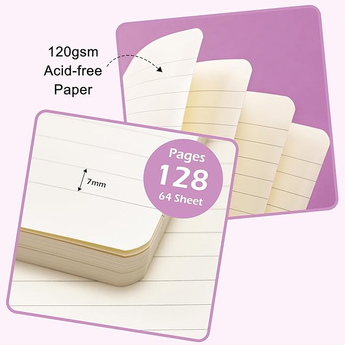 Ruled Notebook/Journal - Classic Lined Journal/Notebook, 5.3'' x 8.26'', Hardcover with Thick Paper, Banded + Pen Holder +Inner Pocket - Macaron Purple