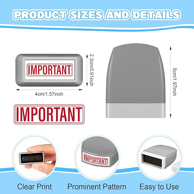 Crtiin 16 Pcs Office Stamp Set Message Self Inking Rubber Stamp Set for Office Stamps Completed Faxed Scanned Stamps for Message Supplies(Red, Grey)