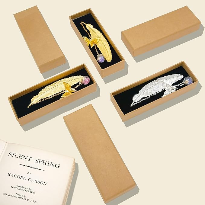 Vintage-Style Metal Feather Bookmark with 3D Butterfly Pendant - Ideal Gifts for Teachers and Book Lovers (Silver.Purple White Flower)