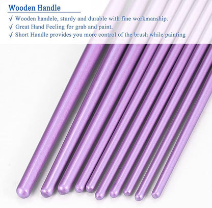 BOSOBO Paint Brushes Set, 4 Pack 40 Pcs Round Pointed Tip Paintbrushes Nylon Hair Artist Acrylic Paint Brushes for Acrylic Oil Watercolor, Face Nail Art, Miniature Detailing & Rock Painting, Purple