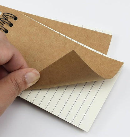 12 Pack Pocket Notebooks, 3x5 Small Notepads, Mini Spiral Notebooks, 60 Sheets/120 Pages,Lined College Ruled Paper, Memo Pads for Home, Office, School or Travel (Kraft)