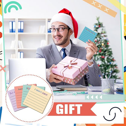 Yinder 24 Pcs Inspirational Sticky Notes with Lines Cute Motivational Sticky Notes Pad Employee Appreciation Gifts Bulk for Teacher Nurse Coworkers Office Supplies 3 x 3''(Light Color,Funny)