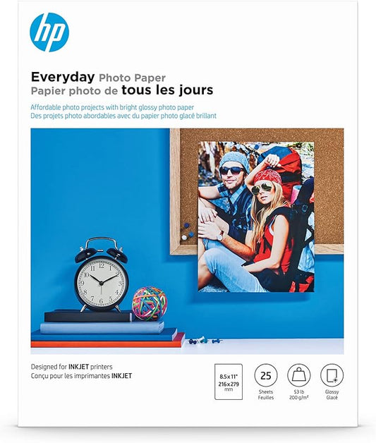 HP Everyday Photo Paper, Glossy, 8.5x11 in, 25 sheets (Q5498A)