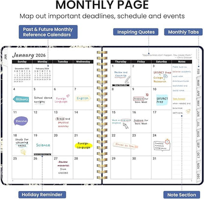 2026 Planner, Aesthetic Weekly and Monthly Planner for Women, Jan 2026 to Dec 2026, Hardcover 2026 Calendar Book with Monthly Tabs, Inner Pocket, Perfect for Office Home School - A4 (8.5" x 11"), Midnight Jellyfish