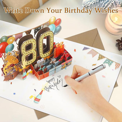 80th Birthday Card for Men Women, Funny 3D Pop Up 80th Birthday Gifts for Grandma Mom Dad, Back In 1945 Happy 80 Year Old Birthday Decorations Cards for Her Him, Classy Vintage