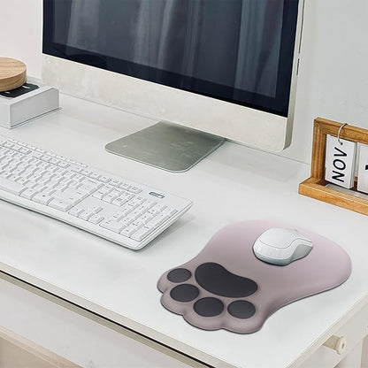 Ergonomic Mouse Pad with Wrist Rest,Cute Cat Paw Mousepad Wrist Support,Comfortable Massage Design Computer Pain Relief Mouse Pad with Non-Slip PU Base for Desk Laptop Gaming,Gradual Brown