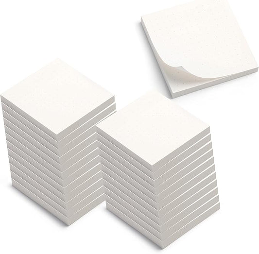 Sticky Notes Dots Grid 24pk | 3x3 Inch Small Self Stick Notepads for Desk and School Supplies