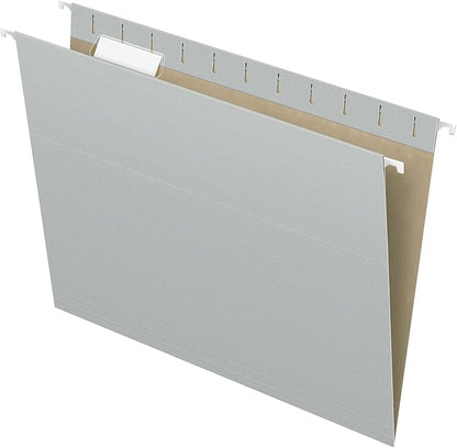 Pendaflex Recycled Hanging Folders, Letter Size, Gray, 1/5 Cut, 25/BX (81604)