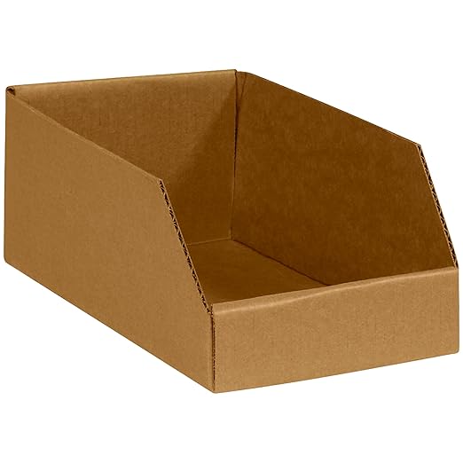 Partners Brand PBINMT612K Open Top Bin Boxes, 6" x 12" x 4 1/2", Kraft (Pack of 50)