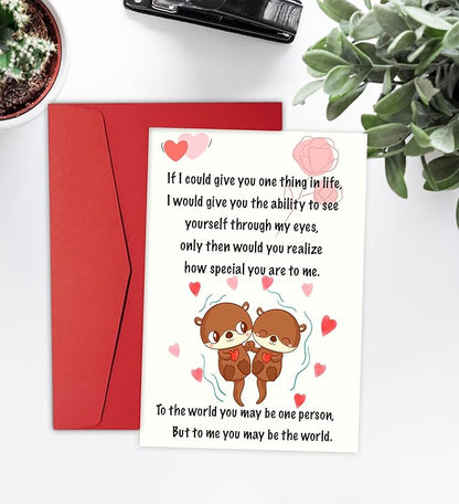 Valentines Day Gifts for Her Him, Love Card With Envelope,Valentine's Day Cards for Boyfriend Husband Fiance Girlfriend Wife Fiancee | Cute Otter Cards | Valentines Day Gifts
