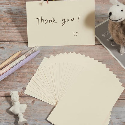 100 Pack Thick Paper Cardstock Blank Heavy Cards Stock for Invitations, Greeting Cards Making, Postcards, Photos, 250GSM Thick Paper (Cream, 5x7 inches)