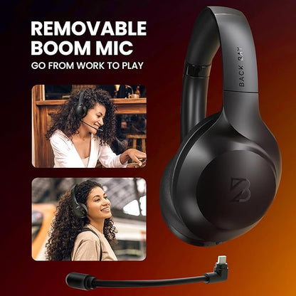 Back Bay Audio ClearCall 70 - Bluetooth Headphones with Microphone + Removable Boom Mic - Work Head Phones Wireless Bluetooth, Over Ear Headphones for Work from Home, Headset for Laptop