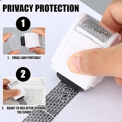 Nezyo 2 Pack Identity Protection Roller Stamp Identity Theft Stamp Confidential Roller Stamp Privacy Stamp Information Blocker Stamp and 4 Pack Refill Ink for ID Account Data Address Security(White)
