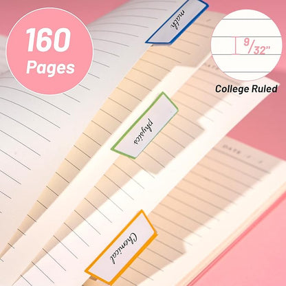 Yoment 3 Pack Spiral Notebook College Ruled A5 Spiral Bound Journal 160 Pages Thick Paper Plastic Hardcover Spiral Notebook 5x7 Wire Bound Notebooks for Note Taking School Office Supplies, 3 Color