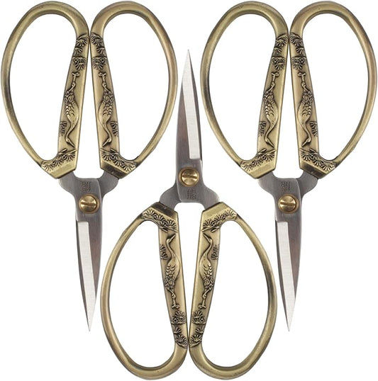 JubileeYarn Crane Motif Small Embroidery Craft Scissors - Bronze - 3 Scissors