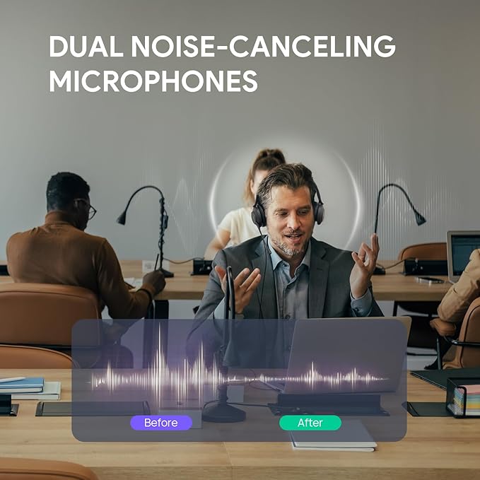 Yealink UH37 USB Headset with Noise Cancelling Microphone,Wired Headset for PC Laptop,Teams Certified,USB-A & USB-C Cable,Works with Zoom and Other Leading UC Platforms