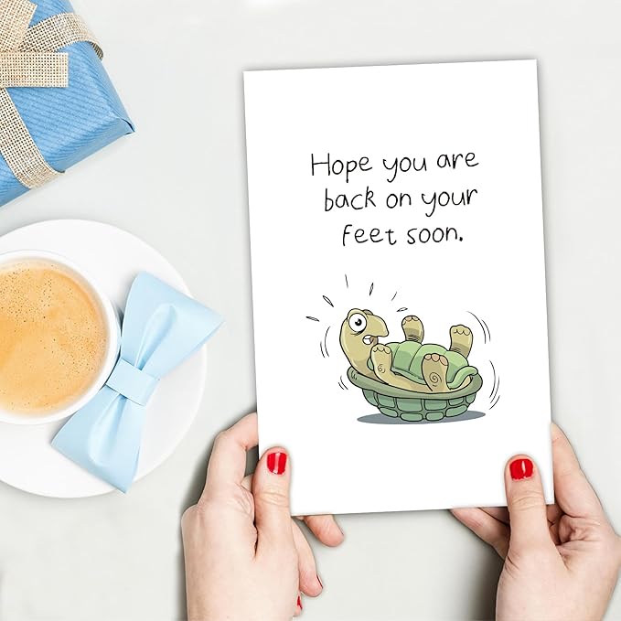 Funny Turtle Inspired Get Well Card, Friend Surgery Recovery Gift, Cute Encouragement Card for Him Her, Cheer Up After Operation Card