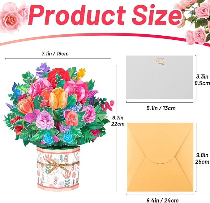 Get Well Soon Card for Friends, Popup Greeting Cards Thinking of you Gift Care Gift Card for Women Thanksgiving, Thank You, Bday Gift, All Occasions Card 8.5" x 8"