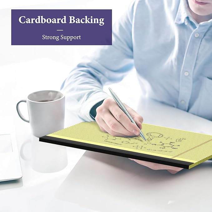 2 Pack Note Pads 11" x 9.5" Legal Pads College Ruled Notepad Micro Perforated Writing Pads Yellow Lined Paper 80GSM College Ruled Paper Pad of Paper 30 Sheets Notebook for School, To-Do Lists, Office