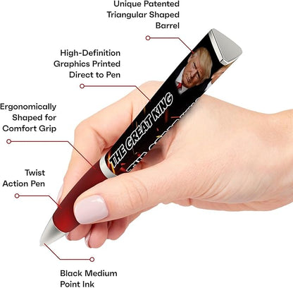 Trump The Great King Ballpoint Pen, MAGA, Trump Merchandise Donald Trump Gifts for Men & Women, Make America Great Again Donald Trump The Great King Pen - Imprinted In The USA (3-Sided Pen)