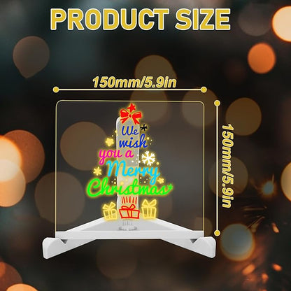 LED Note Board with Colors,LED Drawing Pad with 7 Color Pen,Light Up Acrylic Message Board with Adjustable Stand,Acrylic Dry Erase Board with Light for Office School Home,Gift for Kids(6"x6")