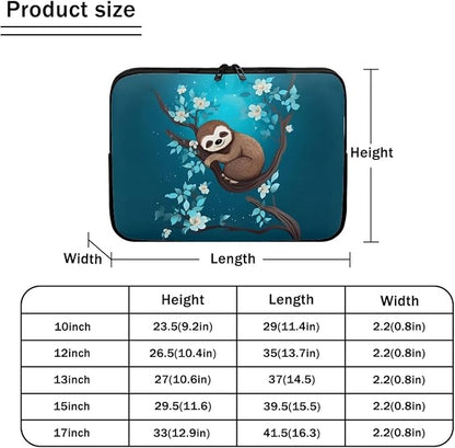 Cute Sloth Laptop Protective Sleeve for Women Men 10 inch Computer Sleeve Neoprene Lap Top Case Portable Computer Carrying Case Flower Briefcase Suitable for Travel School Office Pouch