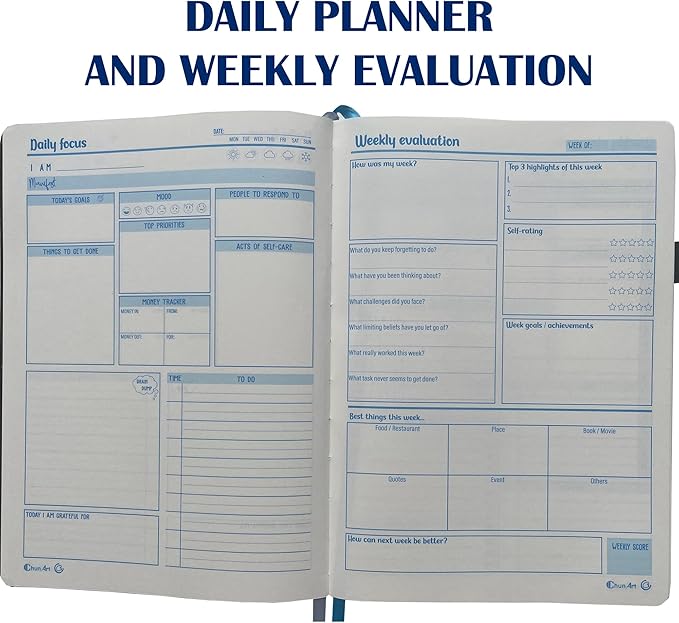 ADHD Planner for Adults - The Undated Monthly Weekly Daily Focus and Productivity Planner Organizer Notebook for Neurodivergent Brains - Organization , Goal Setting , Habit Tracker , Time Management , Gifts for Men and Women with ADD