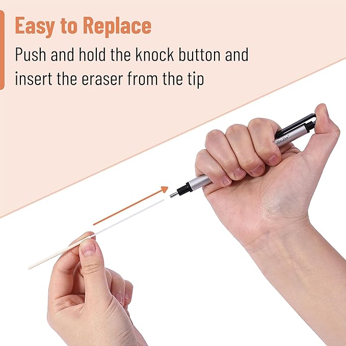 Mr. Pen- Pen Style Eraser, 2 Pack, Square & Round Tip, Eraser Pen Eraser, Pencil Erasers, Eraser Pencil, Mechanical Eraser, Art Erasers for Drawing Erasers for Drawing, Precision Eraser, Art Eraser