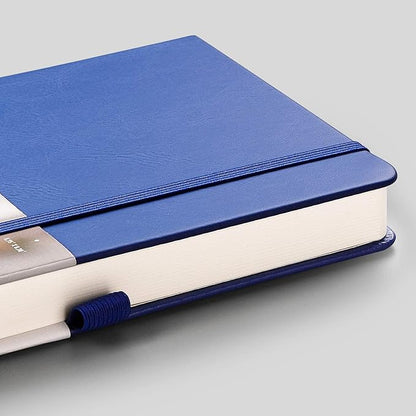 EMSHOI Dotted Journal - 256 Pages Bullet Dotted Notebook, 120gsm Thick Paper Dot Grid Notebook, A5 Hardcover Leather Journal with Stencils, 16 Perforated Pages, Pen Loop, Inner Pocket, 5.75" x 8.38"