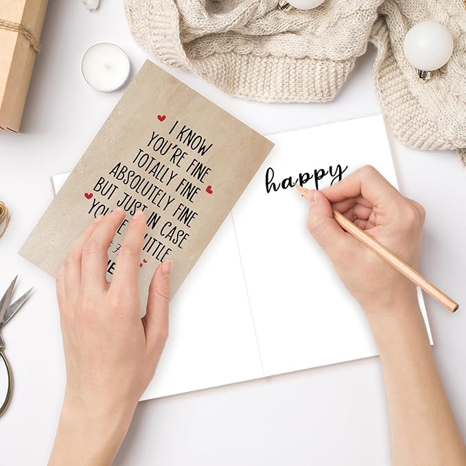 Funny Encouragement Card Gifts for Women Men，Warm Thinking of You Cards for Him Her，Get Well Soon Card，Positive Card，Inspirational Cards，Thoughtful You're Totally Fine，I'm Here for You Card