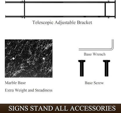 Pedestal Poster Sign Stand, Display Stand Sign Holder for Adjustable Height Up to 79 Inch, Heavy Duty Banner Double-Sided Sign Stand with Marble Base, Fit Wedding, Restaurant or Business