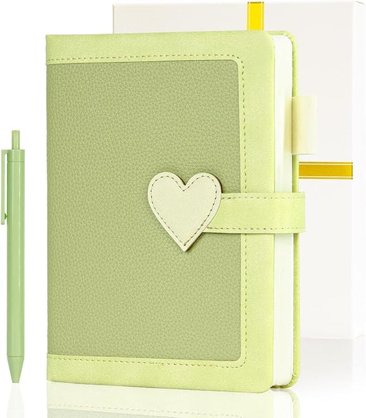 Journal for Women and Girls with Heart Buckle, 240 Pages Girls Diary Journal with Pen for Writing, Cute Daily Writing Journals for Women, B6 Pretty Journaling Hardcover Notebooks(Sage Green)