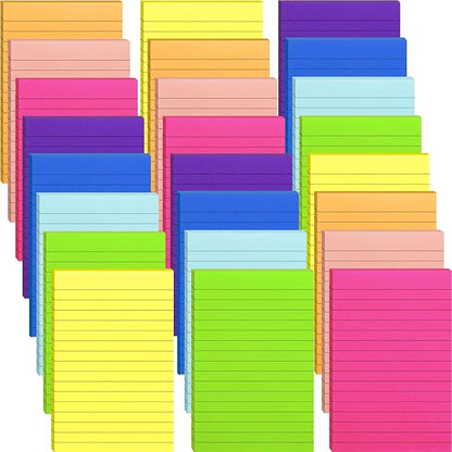 24 Pack Lined Sticky Notes 4X6 in Self Sticky Note Pads Colorful Post Stickies for Office, Home, School, Meeting, 50 Sheets/pad, (Bright Color)