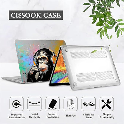Compatible with 13.3 Inch MacBook Retina A1425/A1502, Music Monkey with Headphone Hard Plastic Shell Cover Case
