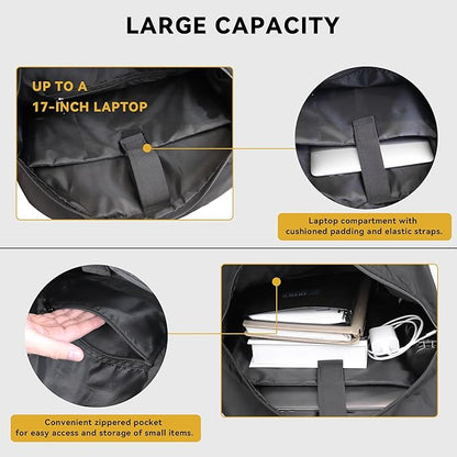 Zavothy Women's Convertible Daypack Large Tote Bag for Women with Laptop Compartment College Backpack for Men Business Work Computer Backpack fits 17 Inch Black