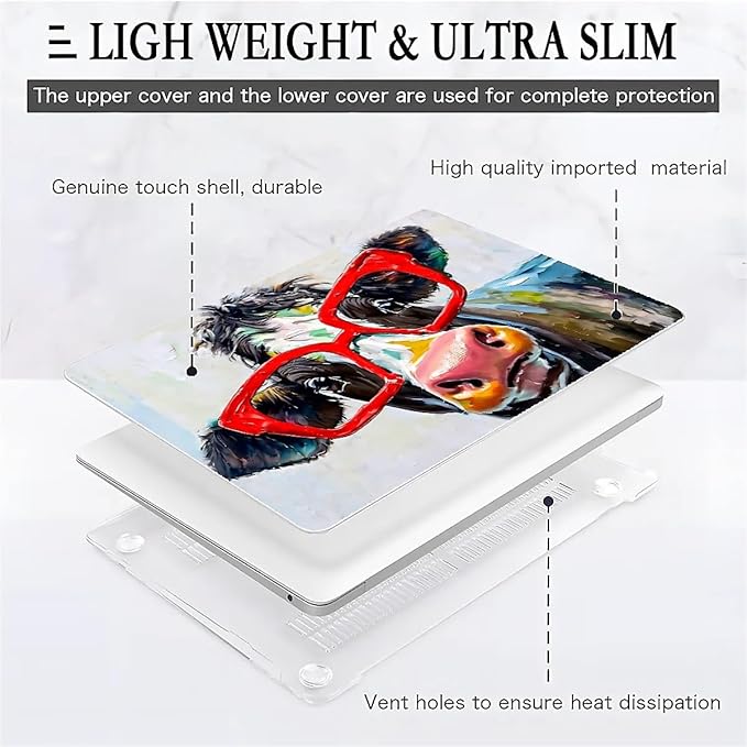 Compatible with 14.2 Inch MacBook Pro A2442/A2779, Red Cow Hard Plastic Shell Cover Case
