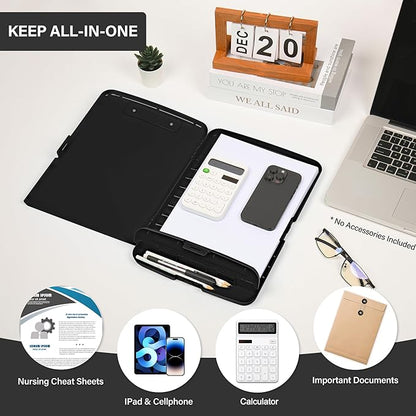 Clipboard with Storage, High Capacity Clip Boards 8.5x11 with Storage, Plastic Nursing Clipboard Folder with Pen Holder, Heavy Duty Storage Clipboard with Low Profile Clip for School & Office
