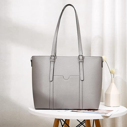 Telena Laptop Tote Bag for Women, 15.6 Inch Shoulder Tote Bag Leather Briefcase for Women, Large Capacity Handbag Bags