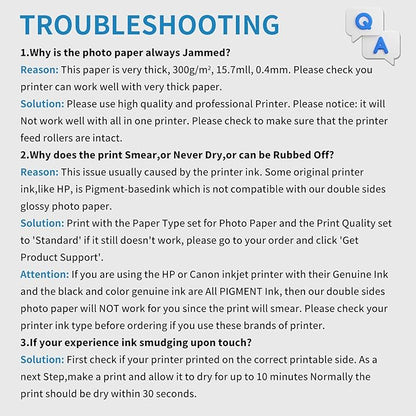 Uinkit 100 Sheets 8.5x11 Letter Size Thick Heavyweight Photo Paper Double Sided Glossy Cardstock 80LB 300Gsm 15.7Mil Brochure, Only for professional Inkjet Printer and Dye Ink