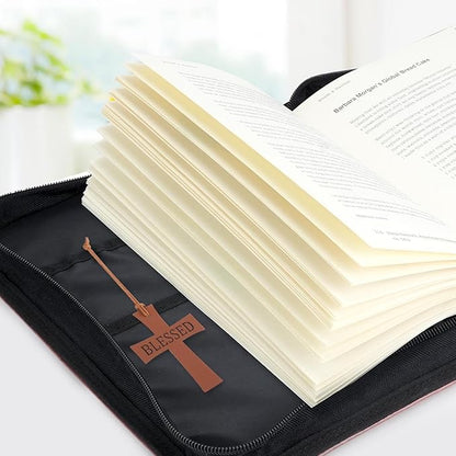 Bible Cover, Bible Covers Case for Women Men, Bible Case Bag, Large Book Carrying Case, Faux Leather Book Protector Case Fits Book 11.4X 8.2X 2.2 Inch, Teachers' Day Bible Accessories Gift