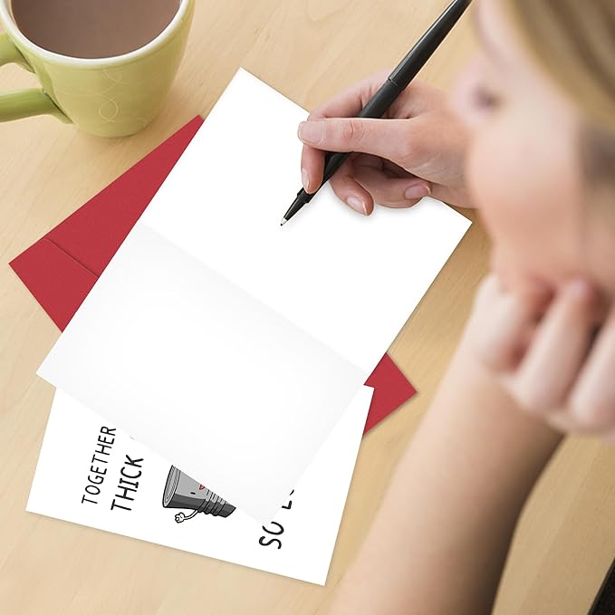 Romantic Anniversary Card for Husband Wife, Funny Birthday Card for Him Her, Cute Wedding Anniversary Card for Women Men, 'Together Through Thick and Tin Love You'