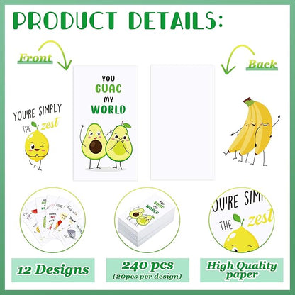 Yeaqee 240 Pcs Employee Appreciation Kudos Cards Funny Blank Back Motivational Card Encouragement Thank You Note Recognition Card for Teacher College Affirmation Gift(Punny2)
